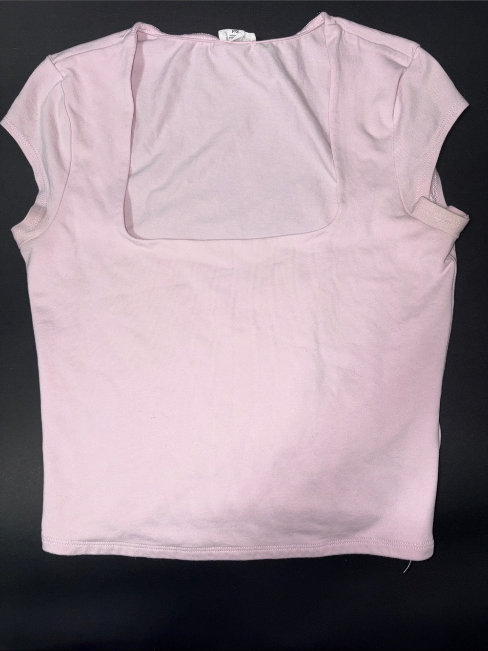 Garage Light Pink Square Neck Short Sleeve Top (small)